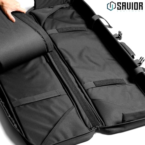 Savior Equipment Obsidian Black 42-Inch Double Rifle Case with Backpack Strap