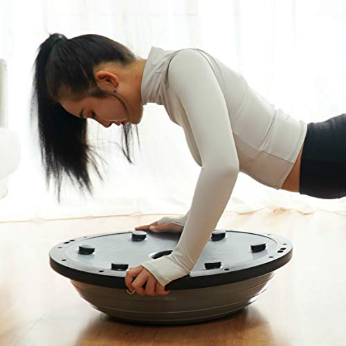 Grey Balance Ball Half Ball Exercise Trainer with Resistance Bands and Foot Pump