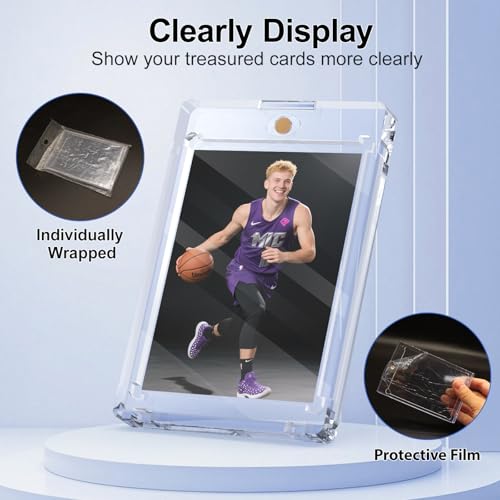 50 Pack Magnetic Card Holders 130PT Thick One Touch Card Sleeves for Trading Cards