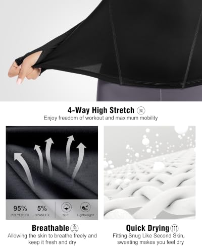 Women's Long Sleeve Compression Athletic Top Underscrubs - Medium, Black, White & Blue