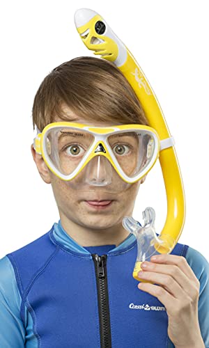 Kids Snorkeling Mask and Dry Snorkel Set - Yellow/White, Ocean Junior