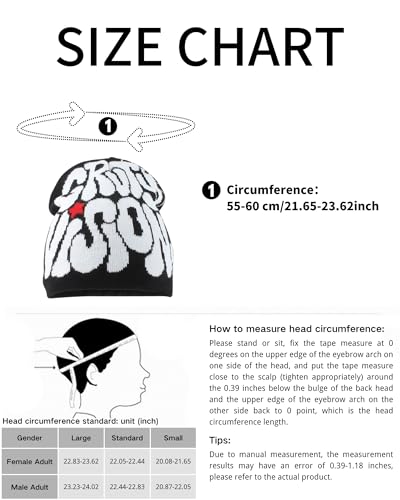 Y2k Beanie Letter Graphics Knitted Hat Winter Skull Cap for Women Men - 1 Size / 4 Pcs B