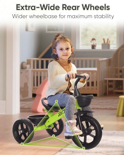 RIDYEE Toddler Tricycle with Bamboo Design Ages 1.5-5, Stable & Lightweight Ride