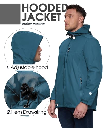 X-Large Waterproof Packable Rain Jacket for Men - China Blue