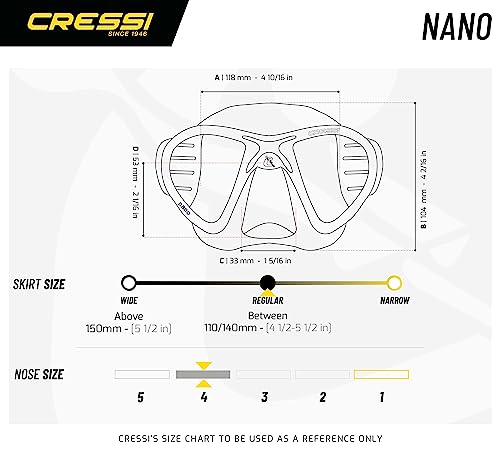 Cressi Nano Low Volume Adult Diving Mask - Black/Black, Freediving & Spearfishing
