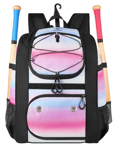 Pink Softball Bag with Shoe Compartment - Lightweight Baseball Backpack for Girls