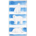 Oversized Polar Bear Beach Towel 36x72 Watercolor Stripe Microfiber Quick Dry
