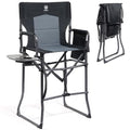 Ever Advanced 30.7-Inch Tall Portable Camping Directors Chair with Side Table & Pockets, Black Grey