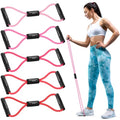 Pink Resistance Bands Set with Handles - Figure 8 Fitness Bands, 5pcs