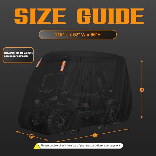 Waterproof 2/4/6 Passenger Golf Cart Cover with Extended Roof - Universal Fit