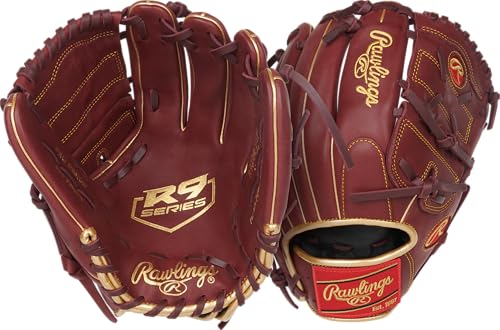 Rawlings R9 Series Baseball Glove 12 Inch Right Hand Sherry Web - Youth & Intermediate