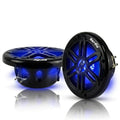 Herdio 8 Inch 450W Marine Coaxial Speakers with Blue LED Light - Black (Pair)