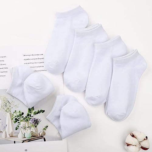 Kids Low Cut Ankle Socks 25 Pack Boys Girls Athletic Half Cushions - White 12-16 Years