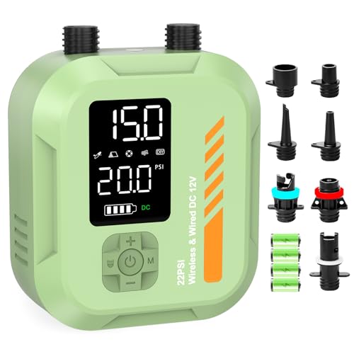 WEOLULI Electric Portable Paddle Board Pump 22 PSI with 7800mAh Battery - Green