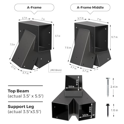 3-Pack A-Frame Swing Set Bracket Kit with 6 Hangers for Outdoor Playgrounds - Black Variation of THIS listing