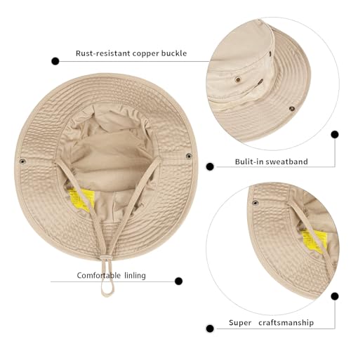 Sun Bucket Hat UPF 50+ Foldable UV Protection for Men Women - Khaki 1 Pack