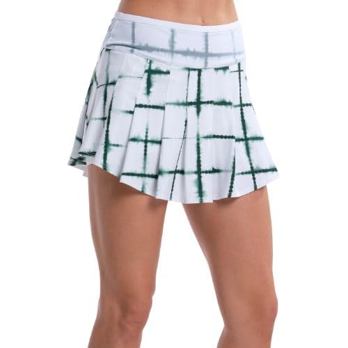 Lucky In Love Shibori Plaid Tennis Skirt Small Team Green Women's Athletic Wear