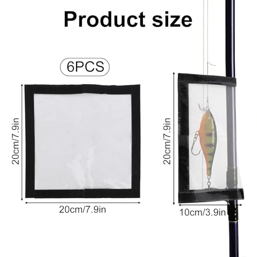 6pcs Clear Fishing Lure Wraps - Transparent Lure Covers for Tackle Organization