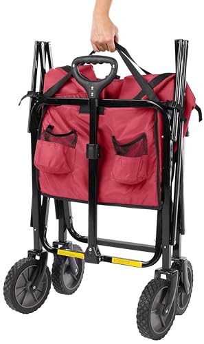 Amazon Basics Heavy Duty Collapsible Utility Wagon - Red, 265 lb Capacity