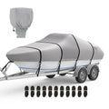 RVMasking 20-22 ft Boat Cover with Motor Cover, Gray, Reinforced 1400D, Windproof