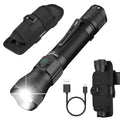 High Lumens Tactical Flashlight with Holster - Rechargeable, Waterproof, Focus Adjustable