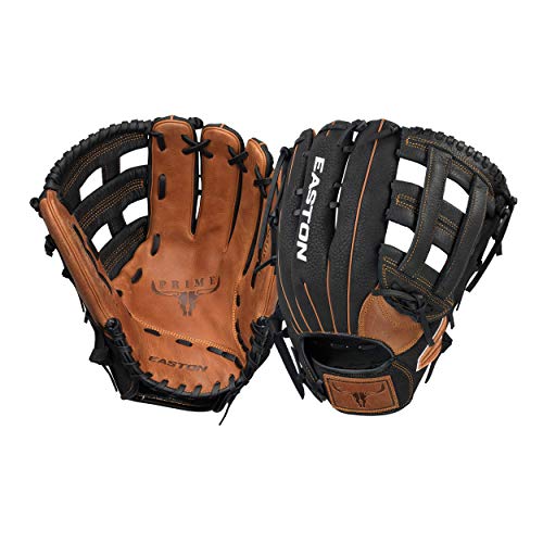 Easton Prime 13" H-Web Slowpitch Softball Glove, Black/Tan, Right Hand Throw