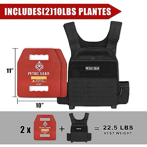 PETAC GEAR Tactical Weight Plates 10LB*2 for Weighted Vests & Fitness Training