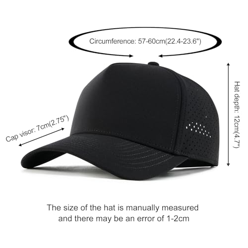 Men Adjustable Snapback Laser Cut Mesh Baseball Cap - Black