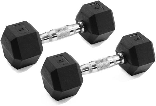 GYMENIST Hex Rubber Dumbbell - Heavy Metal Handles for Effective Workouts | Available as Single or Set of 2