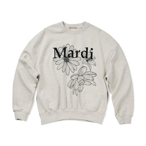Women's Cotton Sweatshirt with Triple Daisy Floral Graphic - Oatmeal & Black, One Size
