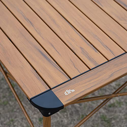 iClimb Nature Medium Folding Aluminum Table - Lightweight Stable Roll-Up Top