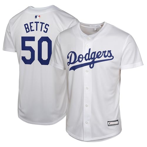 Kids MLB Los Angeles Dodgers Mookie Betts Jersey White 14-16