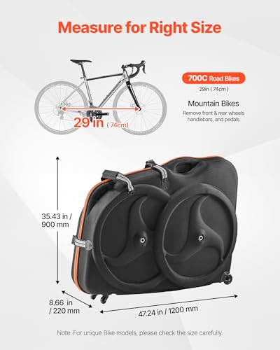 VEVOR 700C Road Bike Travel Bag with TSA Lock & Dual Zippers for Air & Train Transport