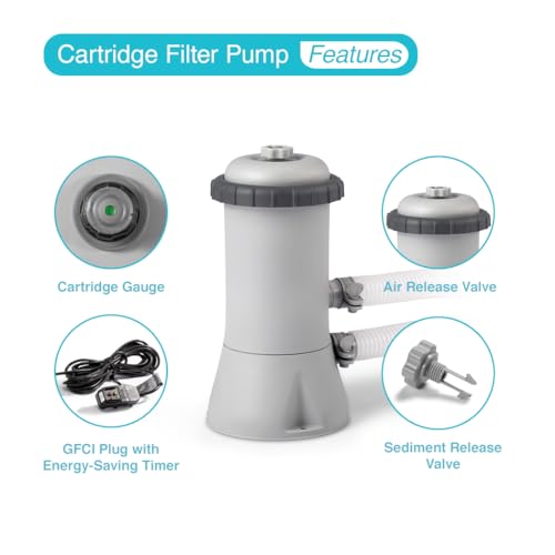 Intex Krystal Clear Cartridge Filter Pump for Above Ground Pools 1000 GPH Grey