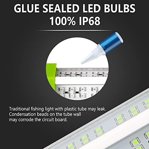 130W Waterproof Green Underwater Fishing Light with 25ft Wire & Battery Clips - Night Attractant