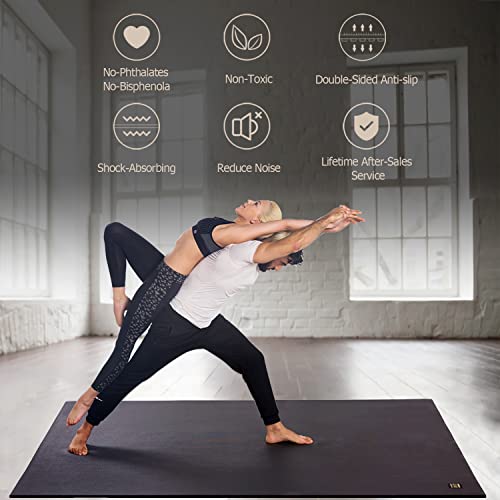 Gxmmat Large Yoga Mat 6'X4' Black - Non-Slip 7mm for Yoga, Pilates & Exercise