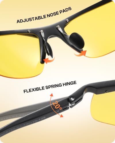 DUCO Night Vision Glasses for Men - Anti-Glare Night Driving, Black Frame 1-8125Y
