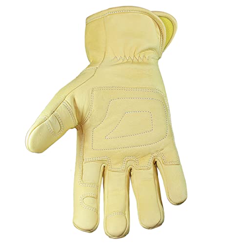 Youngstown Glove Leather Work Gloves for Men - Kevlar Lined, Tan, Large