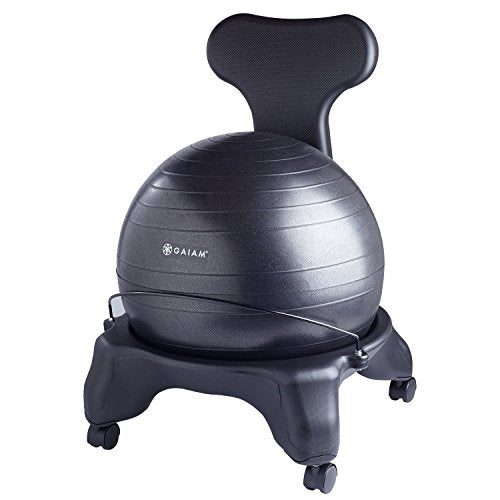 Gaiam Classic Balance Ball Chair - Black Ergonomic Active Seating
