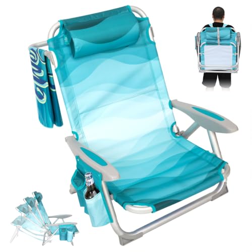 #WEJOY Cyan Wave Adjustable Beach Chair, 4-Position Reclining, Lightweight Portable