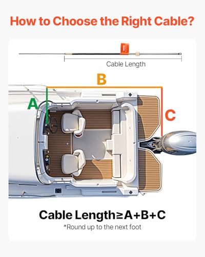 Boat Steering System Kit - 10 FT Outboard Marine Steering Control Cable & 13.5" Wheel