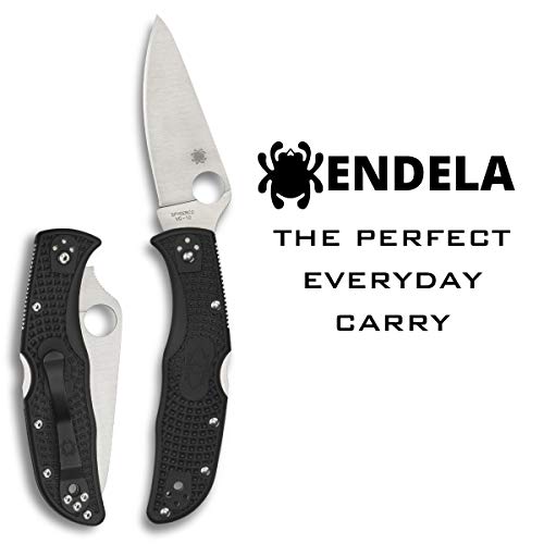 Spyderco Endela Lightweight Folding Pocket Knife - PlainEdge, Black, Versatile EDC