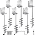BeneLabel 6 Pack 24-Inch Ground Anchors with Spiral Blades & L-Brackets for Shed, Tent, Swing Set, Fence, Carport