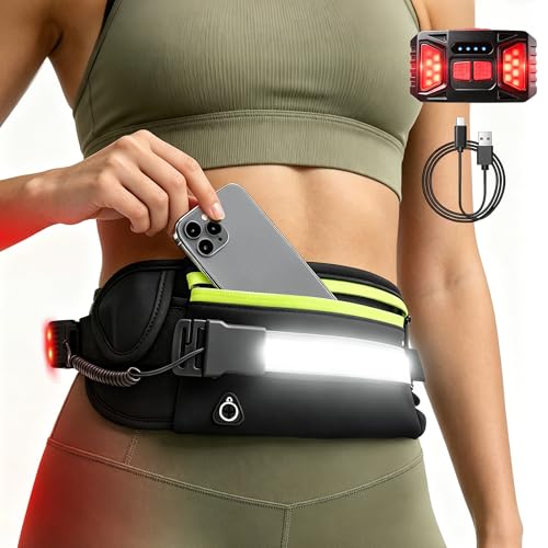 EGUKU Black Running Belt with 1000Lumens Night Light and Water Bottle Holder