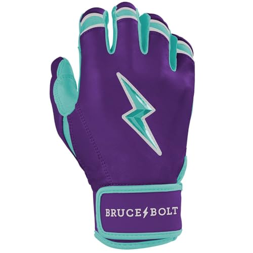 Purple KM Large Batting Gloves - Bear Series Short Cuff Baseball Gloves