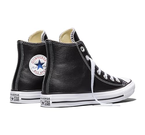 Unisex Leather High Top Sneakers - Chuck Taylor All Star, Black, 12 Women/10 Men