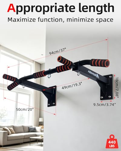 Wall Mounted Pull Up Bar for Home Gym with Multi-Grip Handles