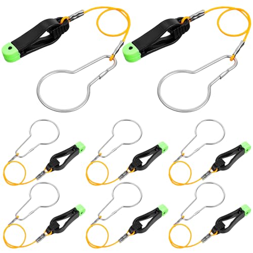 Hollowfly 8 Pcs Fishing Downrigger Release Clips - Orange, 8.27 Inch Leader