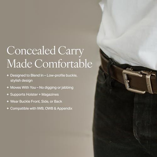 Walnut Nexbelt Rogue EDC Tactical Leather Belt – 1.5" Discreet CCW Belt with Nylon Backing