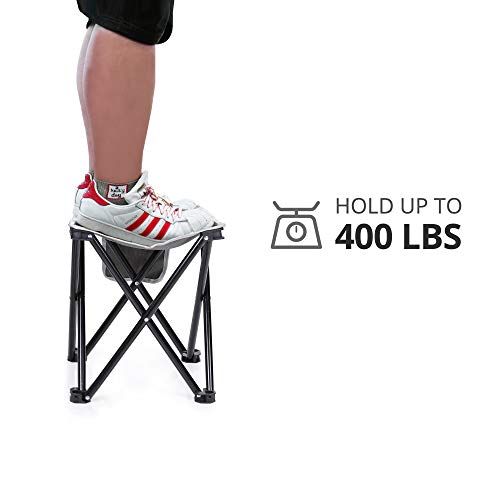 Grey 2 Pack Portable Folding Camping Stool with Side Pocket - Lightweight & Supports 400lbs